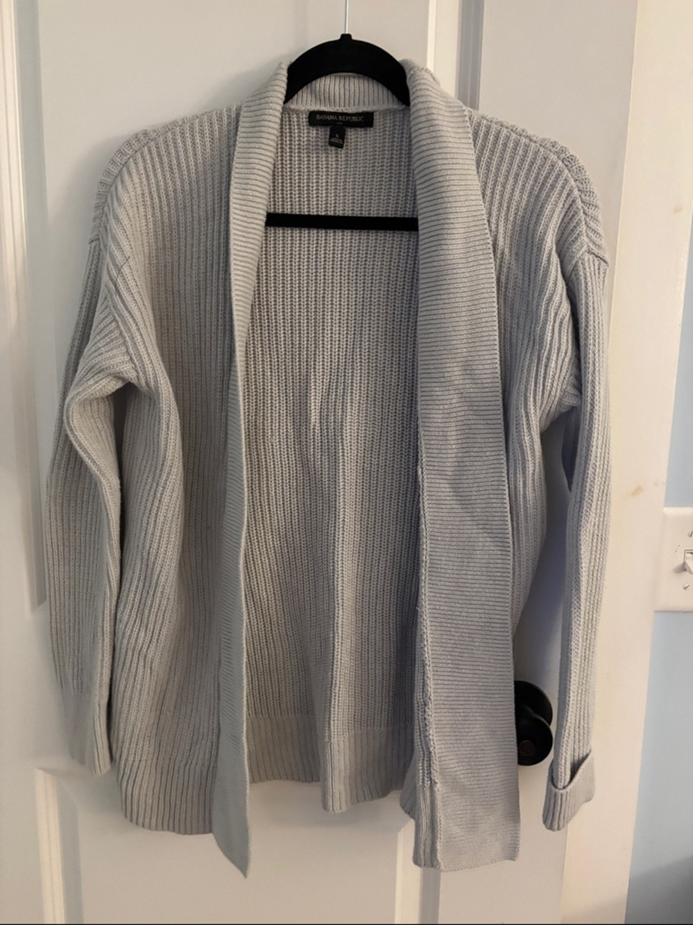 Banana Republic Factory, Light Gray, Thick, Ribbed Open-Front Cardigan